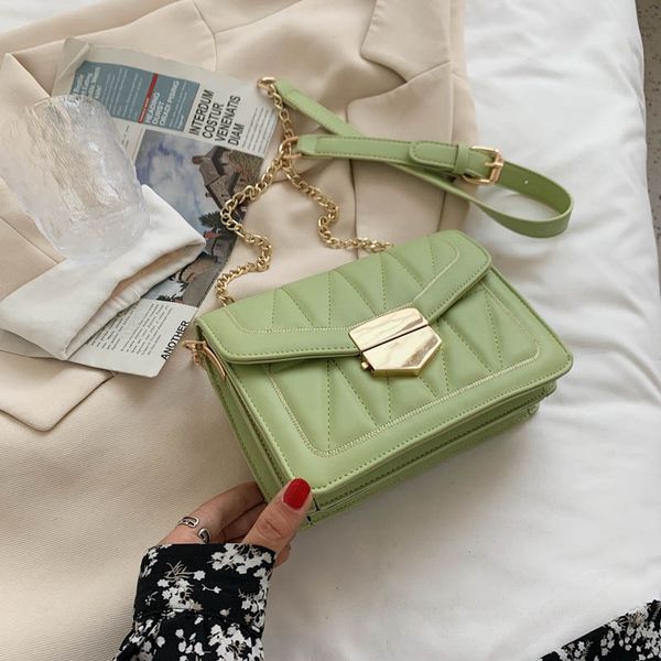 

small rhombus single bag female lock 2021 square pu soft new korean version of cross-body surface fashion chain should bjlun