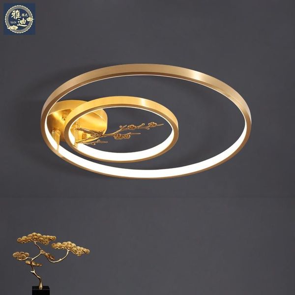 

ceiling lights modern chinese style all copper master bedroom lamp creative simple light luxury ultra thin circle study small