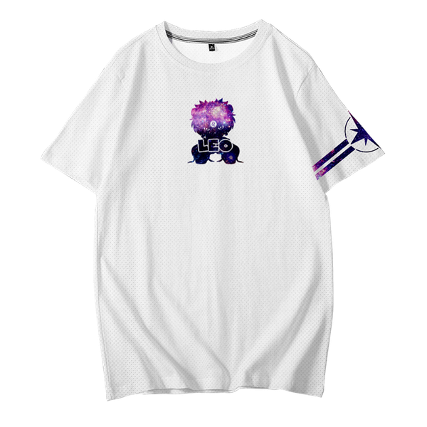 

lion boy pattern men's fashion t-shirt summer loose short-sleeved t-shirt men's casual street style mesh sports t-shirt, White;black