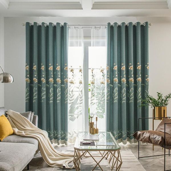 

thickened blackout embroidered curtains high-end for living room dining bedroom customization curtain & drapes