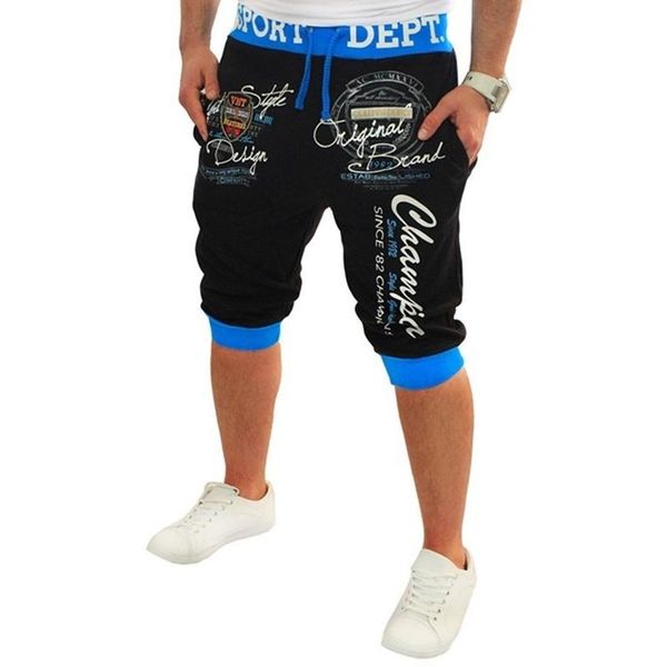 

summer men casual shorts boys knit length letter printed sweatpants male loose workout jogger fitness streetwear 2021 men's, White;black