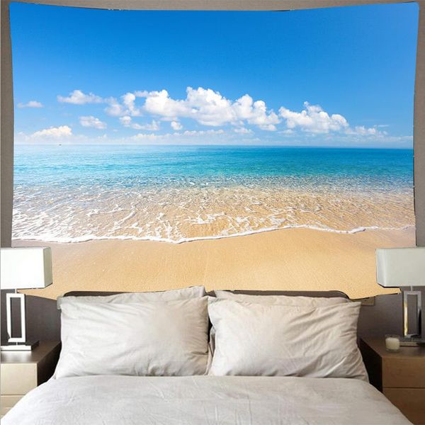 

tapestries beautiful sea beach blue sky landscape tapestry polyester wall cloth art hippie hanging towel
