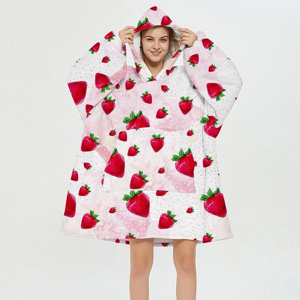 

women's hoodies & sweatshirts women/men winter warm tv pocket hooded blankets adults bathrobe sofa cozy blanket sweatshirt plush coral, Black