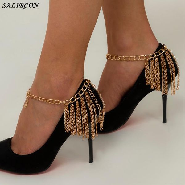 

anklets boho aesthetic tennis link chain anklet for women vintage tassels ankle bracelets high heels decoration sandals summer jewelry, Red;blue