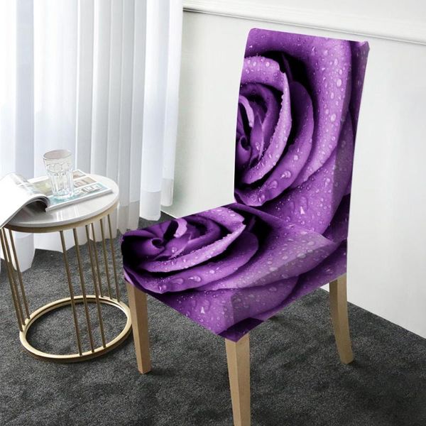 

purple rose chair cover elastic dining protector removable washable slipcover for christmas banquet party home decor covers