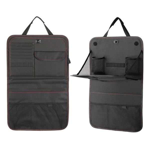 

car organizer foldable backseat bag durable storage rear-seat pouch seat hanging with table for auto vehicle automobile (b