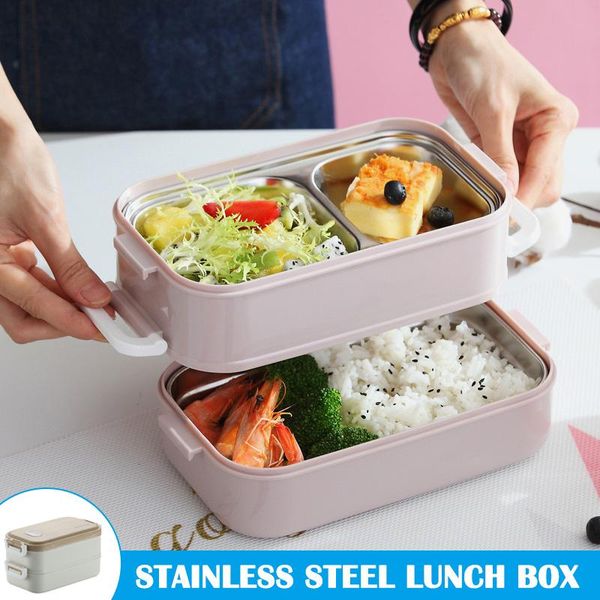 

dinnerware sets lunch box bento for student office worker double-layer microwave heating container storage container-30