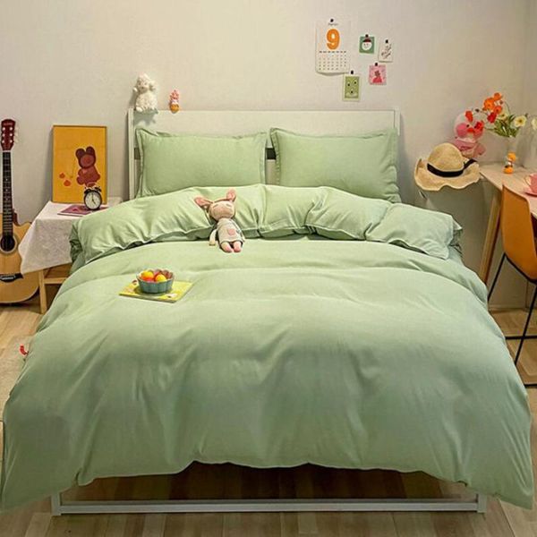 

bedding sets nordic solid color set with duvet cover pillowcase simply style home textile washed cotton bed linen sheet