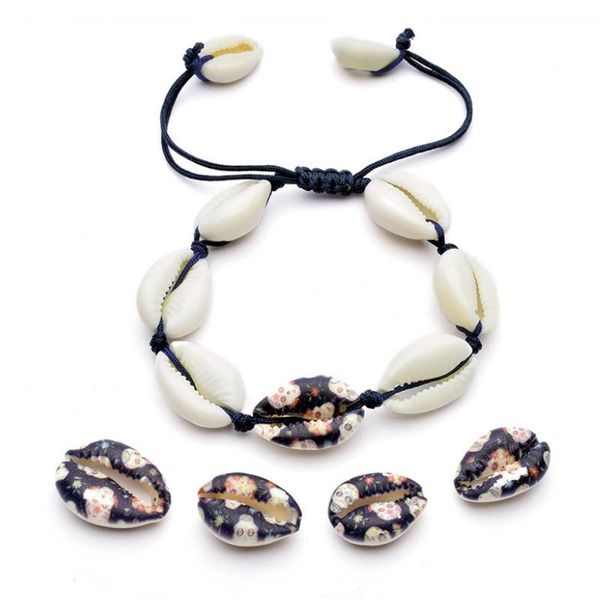 

charm bracelets fashion color rope chain shell natural sea print hand-woven adjustable bracelet women printed, Golden;silver