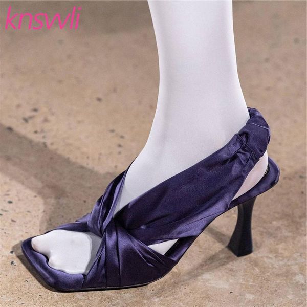 

satin high heels women sandals designer strappy gladiator cross knot stiletto runway party shoes woman zapatos de mujer, Black
