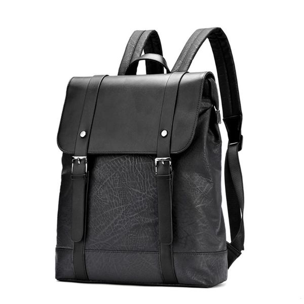 

backpack men soft leather student back to school book bag travel lapbusiness work bags knapsack for teenagers boys pack