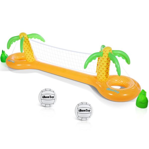 

inflatable volleyball game set floating net swimming pool summer party 300x65x85cm (yellow) life vest & buoy