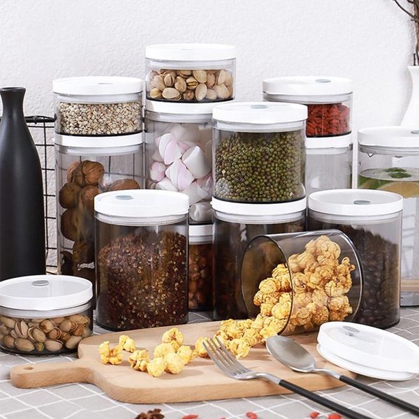 

storage bottles & jars 300/600/900/1300ml kitchen transparent plastic box multigrain classification tank snack sealed
