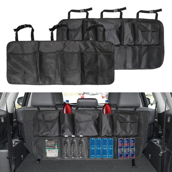 

car organizer automobile seat back organizers universal backseat storage bag net high capacity multi-use oxford trunk
