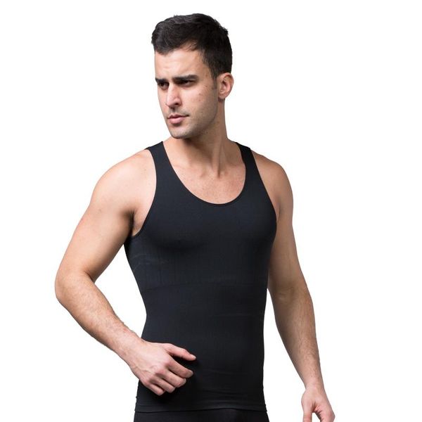 

men's body shapers 2021 plus size mens slimming shaper wear vest tank t-shirts undershirts summer sheer mesh lingerie corset, Black;brown