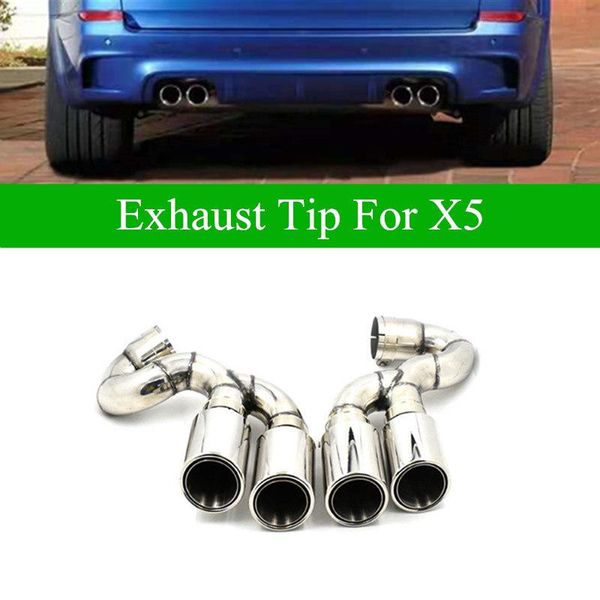 

motorcycle exhaust system pair silver stainless steel car muffler pipe for x5 to modify m5 4 outlet rear exhausts