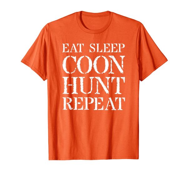 

coon hunting t shirt for men hunter gift: eat sleep coon, White;black