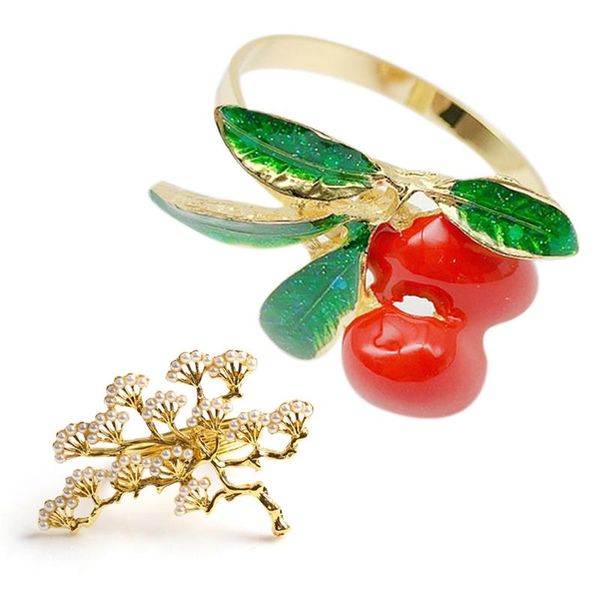 

pcs napkin buckle alloy ring western ornament decoration, 6 gold & red rings