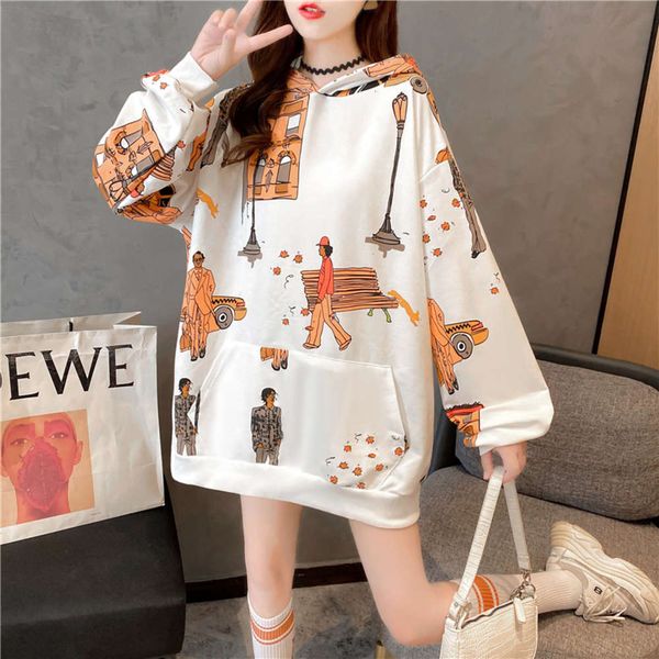 

goods hooded fashion sweater winter loose lazy wind plush thickened coat, Black