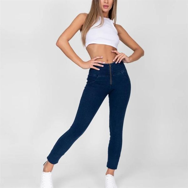 

women straight leg pants plus size tight women's jeans skinny high waist fashion waisted mom, Blue