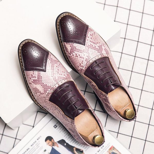 

fashion forward snake skin pattern men oxford shoes pu british elegant party wedding semi-formal 38-48 dress, Black