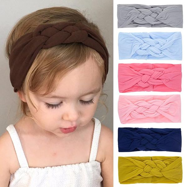 

solid cute baby elastic headband born soft girls headbands cross knot turban hair accessories cotton headwrap bands, Slivery;white