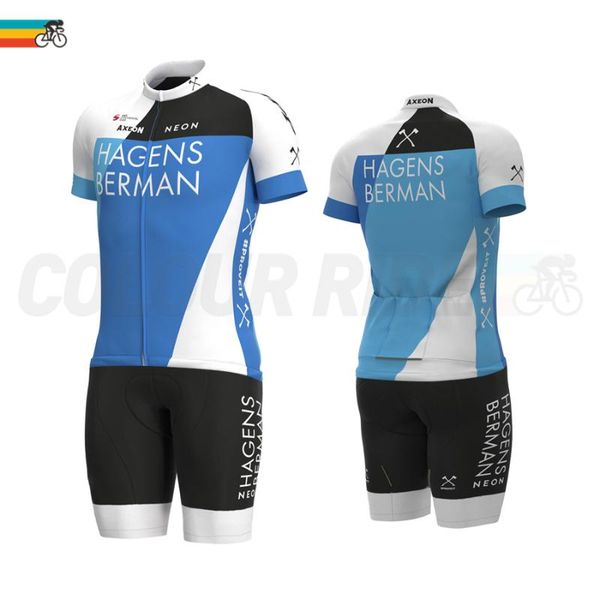 

racing sets 2021 hagens berman cycling clothing men jersey set pro team bicycle short sleeve suit quick-dry comfortable bike uniform, Black;blue