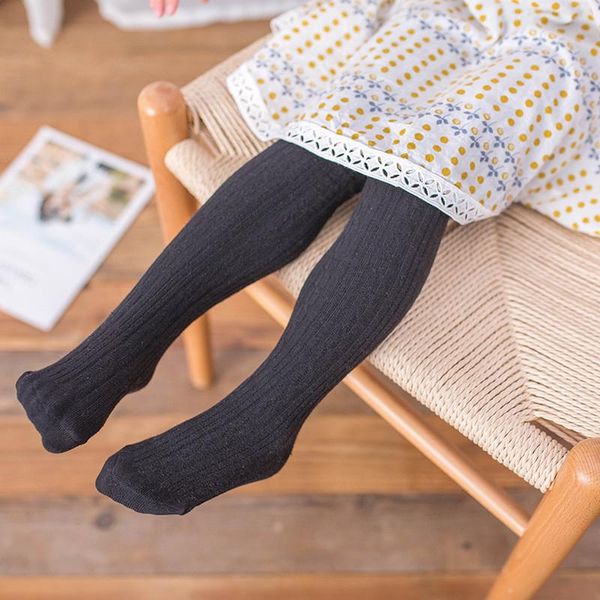 

footies baby kids girls knitted cotton tights toddler solid candy color elastic warm stockings autumn winter pantyhose pants 0-4y, Blue