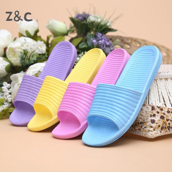 

slippers female summer couple bathroom anti-slip striped home indoor outdoor soft shoes bath men women sandals 2021, Black