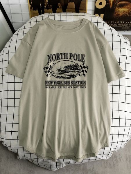 

men slogan & car print drop shoulder curved hem tee p3bi#, White;black