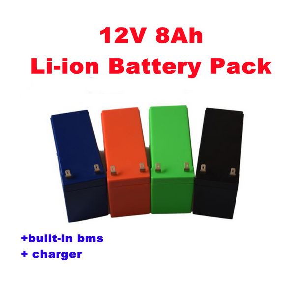 Recarregável 12 V 12.8V 8Ah Battery Battery Battery com bateria de íon de lítio BMS + carregador para brinquedos escala de pulverizador de avião de carro