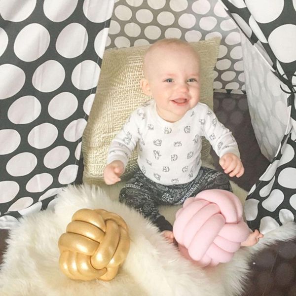 

baby pillow calm sleep dolls stuffed kid bedroom decoration warm nordic style cushion velvet ball knot cushion/decorative