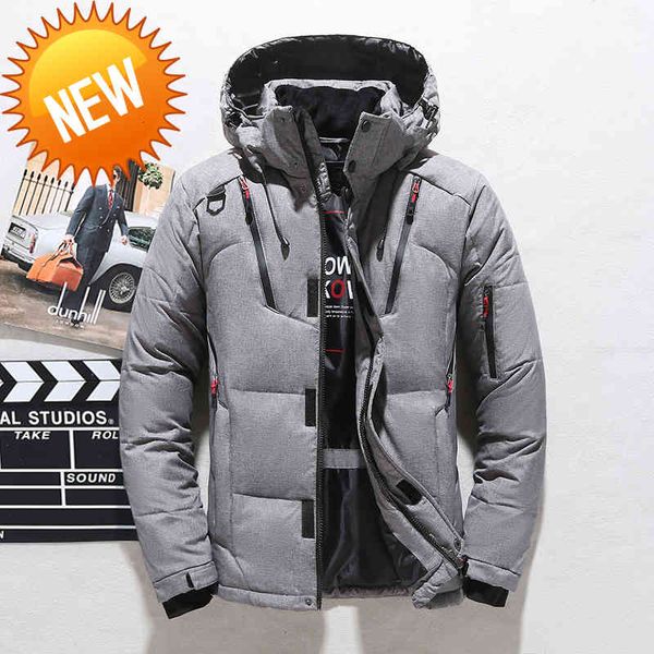 

mens hooded duck down padded jackets man thick winter coats male fashion puffer overcoat warm outerwear jk-1987, Black