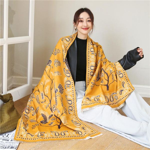 

scarves cashmere scarf women winter wraps retro paisley printed pashmina shawl female hijab thick warm blanket for ladies bufanda stoles, Blue;gray