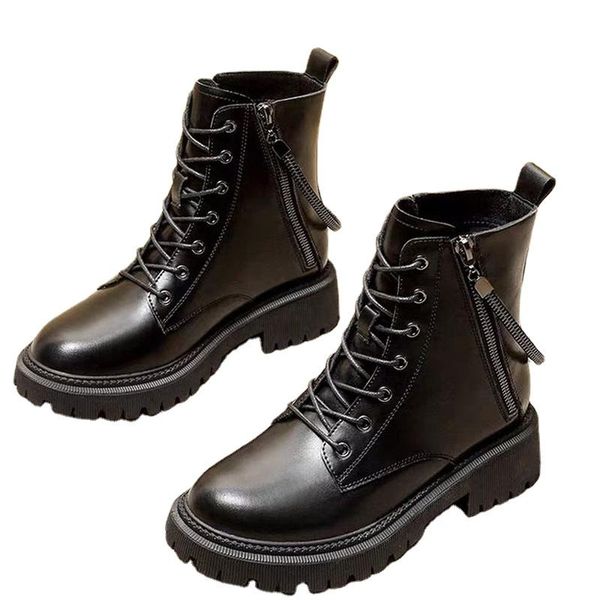 

boots fashion black women ankle zipper autumn winter shoes female platform booties casual