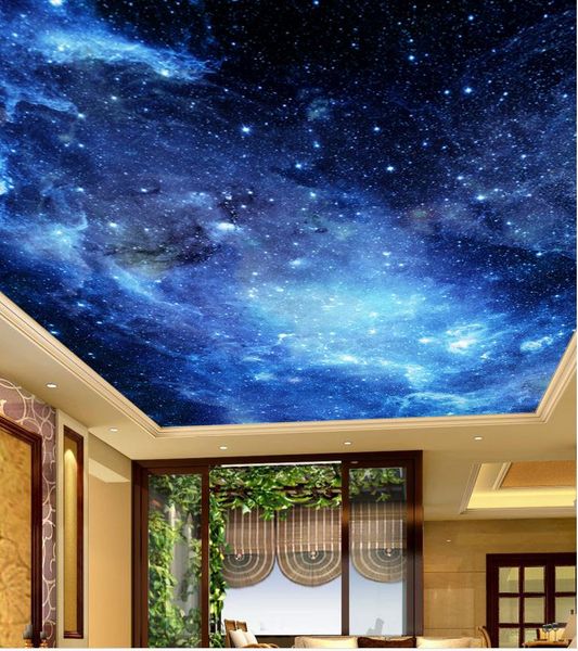 

blue space fantasy starry sky ceiling mural 3d murals wallpaper for living room ceilings