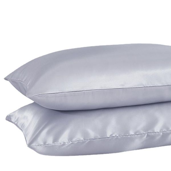 

pillow case 2pcs satin silk pillowcase black white solid color imitated cover us twin queen king size dropship