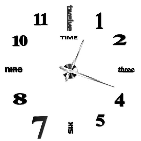 

wall clocks english digital acrylic diy clock fashion sticker decoration