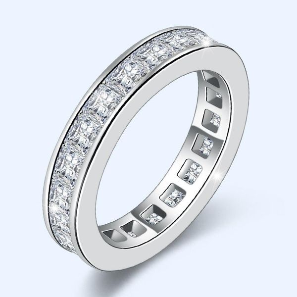 

cluster rings 18 k white gold 100% real natural moissanite ring for women fine anillos de bizuteria 925 jewelry 18k with box, Golden;silver