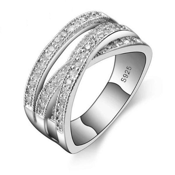

cluster rings fashion for women party elegant luxury bridal jewelry 925 sterling silver wedding engagement ring high quality, Golden;silver