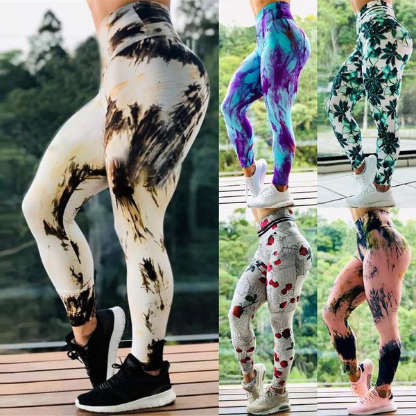 

women's leggings ladies'printed high-waist hip stretch underpants running fitness pants solid color bodybuilding jeggings women 12, Black