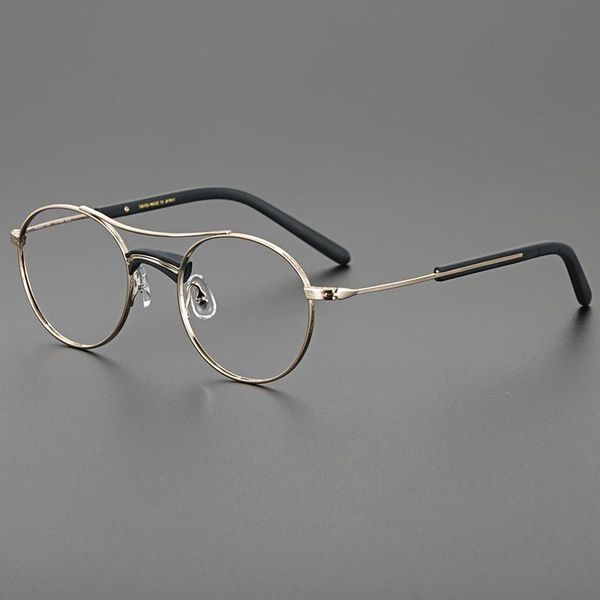 

fashion sunglasses frames pure titanium glasses frame men vintage round designer optical eyeglasses myopia reading women prescription clear, Black