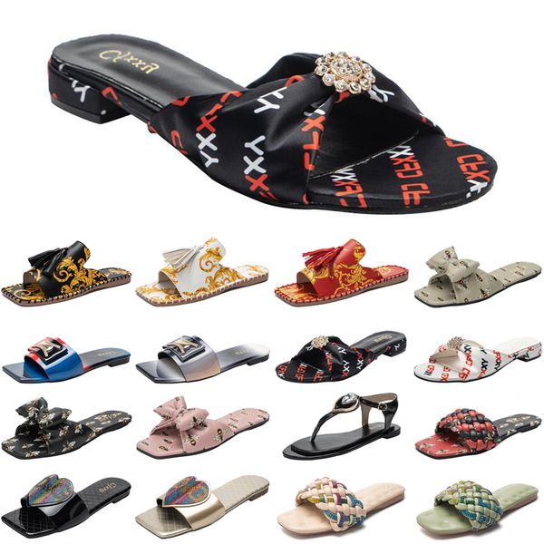 

designer women slides slippers womens sandals shoes black grey slide slipper flat flip flops size 37-42 color44, White;red