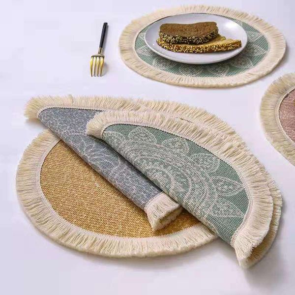 

1pcs heat insulation dining table pads 33cm round delicate dessert placemat non-slip coffee cup mats &