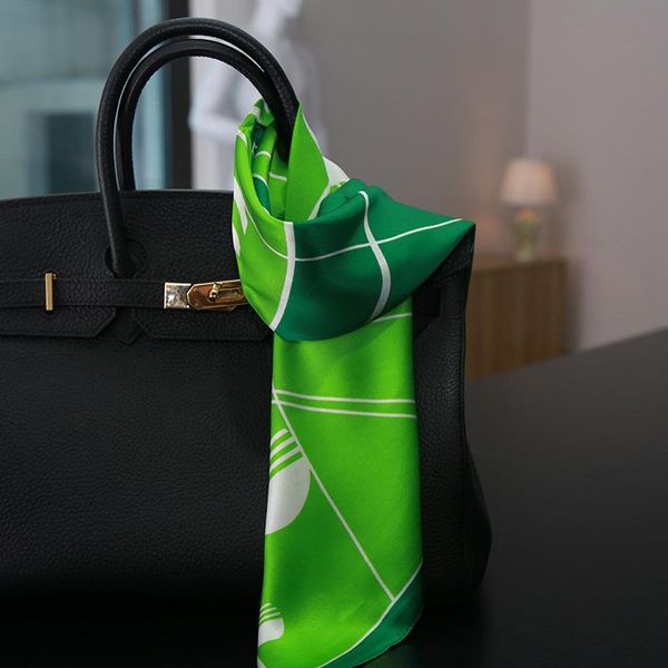 

scarves green orange colorful silk scarf 100% real for women fashion office lady handbag decor, Blue;gray