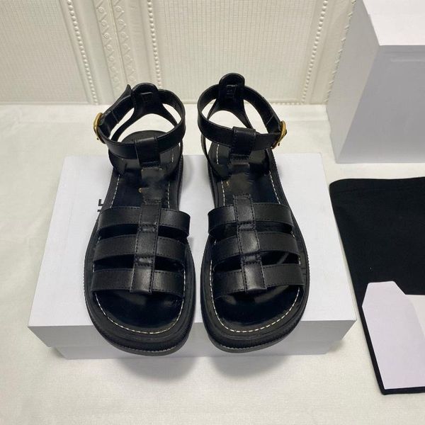

sandals handmade retro leather cold boots with thick soles and low heels for women's spring summer 2021 personalized european, Black