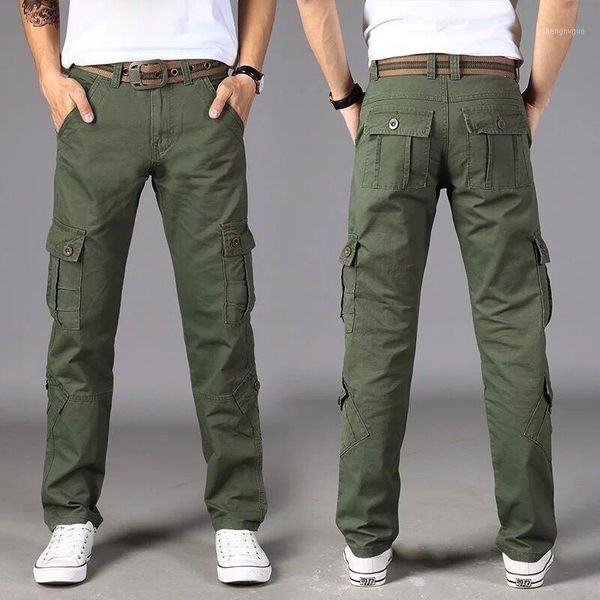 

men's pants cargo men combat swat army military cotton many pockets stretch flexible man casual trousers 28-40, Black