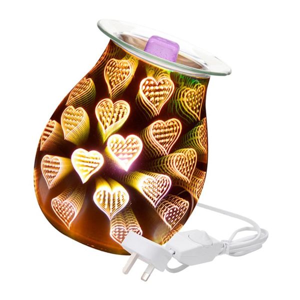 

fragrance lamps 1pc 3d glass lamp plug-in warmer heart shaped aroma light
