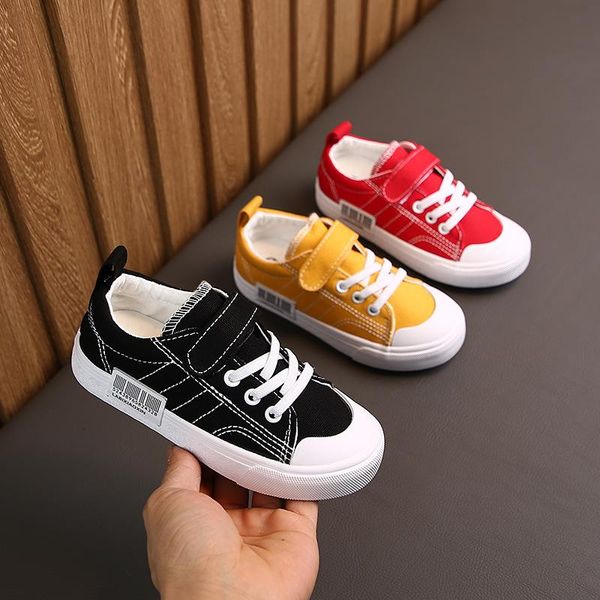 

sneakers spring solid color children's sports shoes breathable soft bottom student children canvas, Black;red