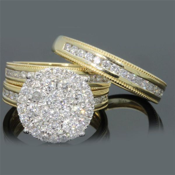 

wedding rings boako luxury bling for women big rhinestone zircon stone ring set dubai gold bague couple party jewelry b3, Slivery;golden
